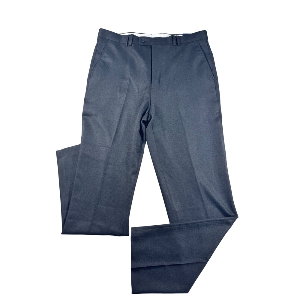 NWT Trust Mens Slim Fit Dress Pants Black Herringbone T-2515-P 38x34